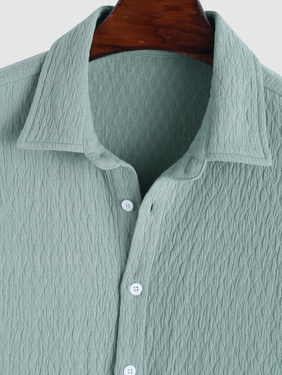 Mens Cotton and Linen Textured Casual Shirt