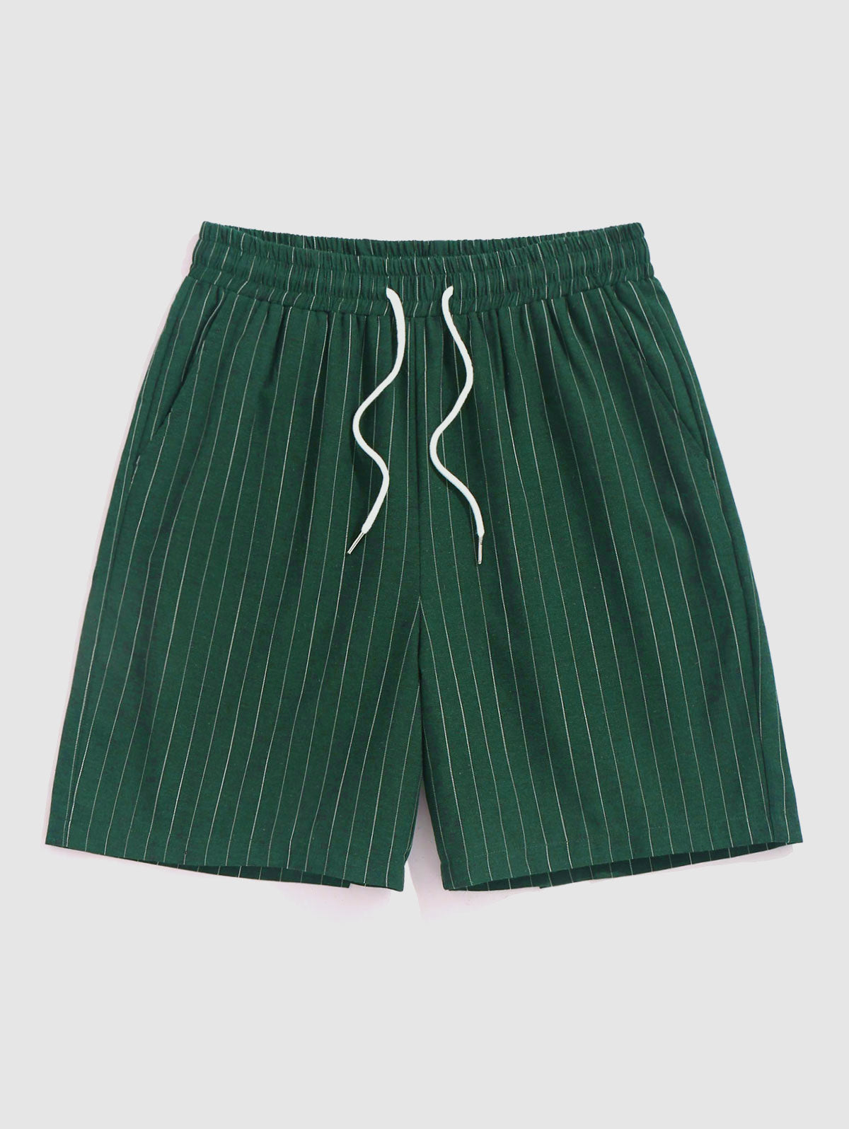 Vertical Striped Pattern Drawstring Bermuda Shorts