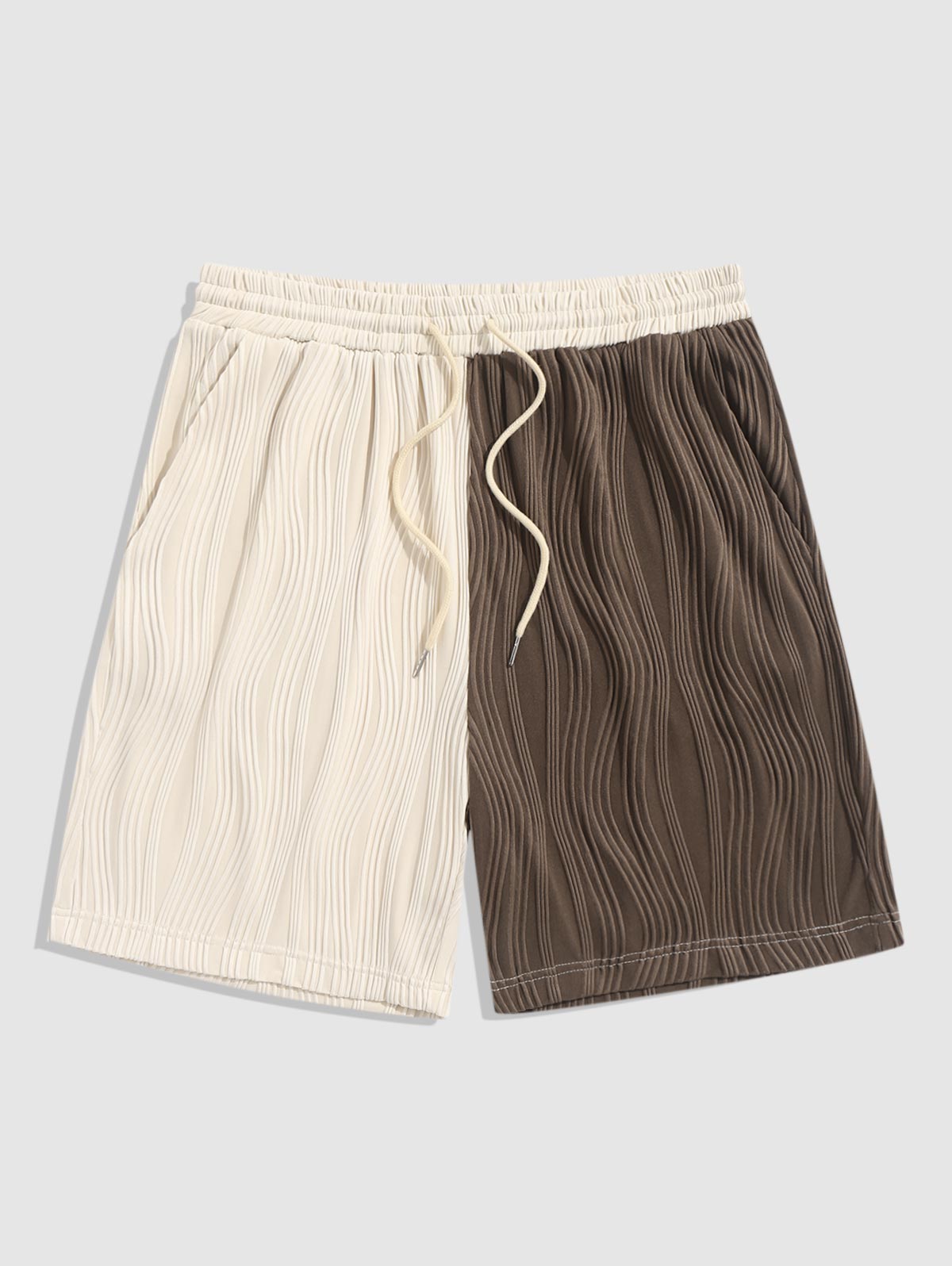 Mens Two Tone Colorblock Textured Casual Shorts