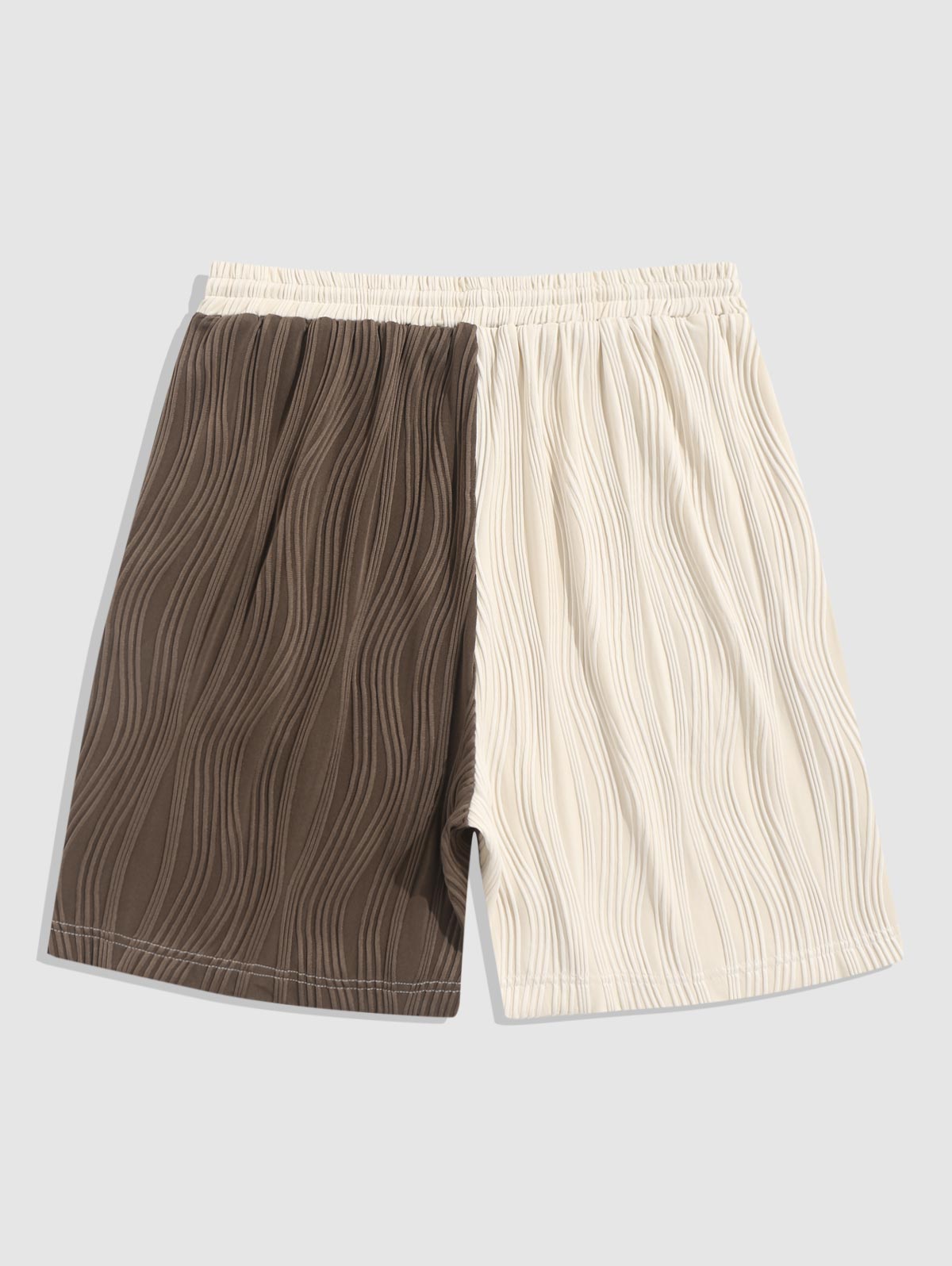 Mens Two Tone Colorblock Textured Casual Shorts