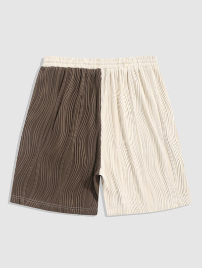 Mens Two Tone Colorblock Textured Casual Shorts