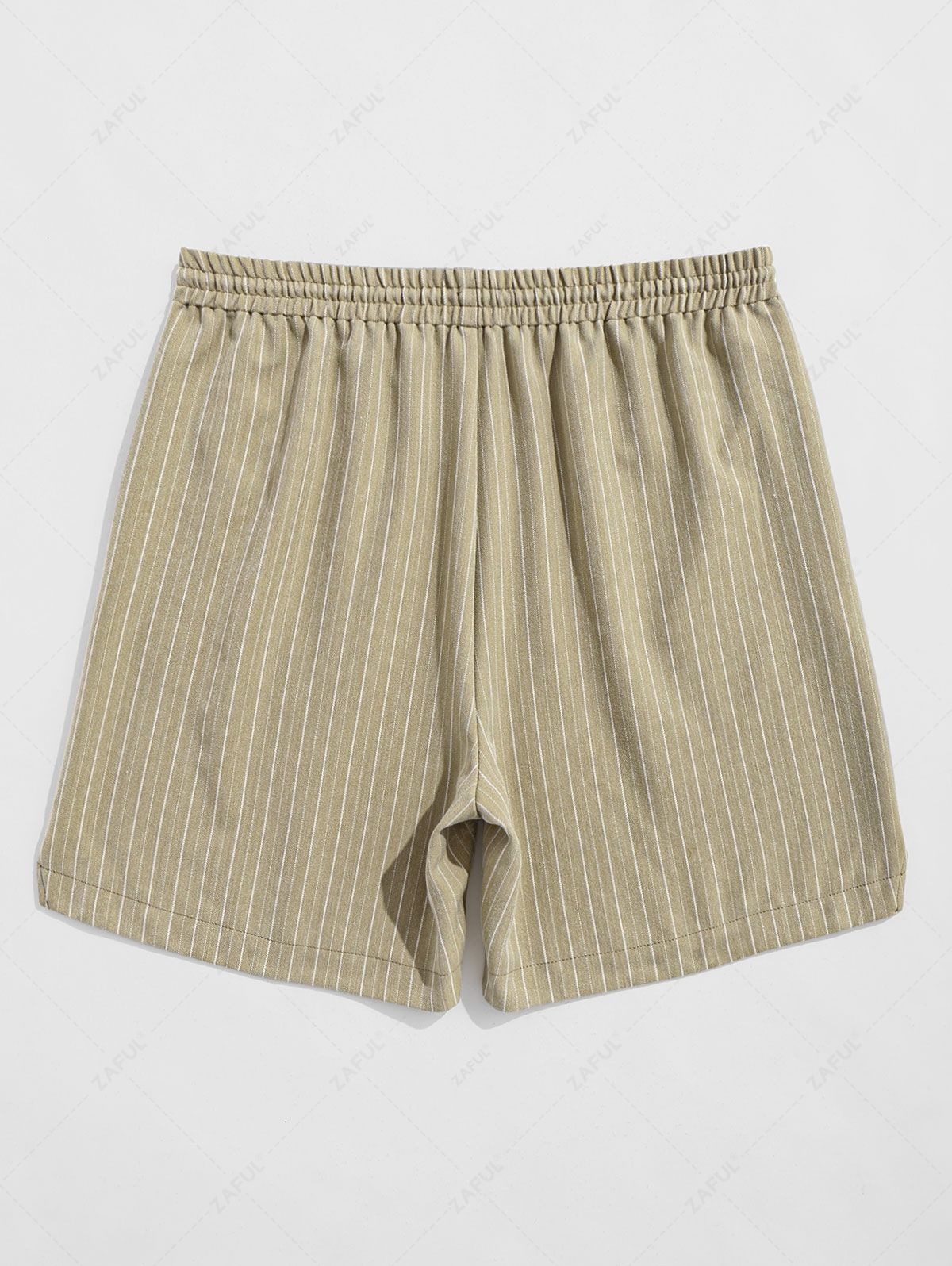 Striped Pattern Notch Side Hem Design Casual Shorts