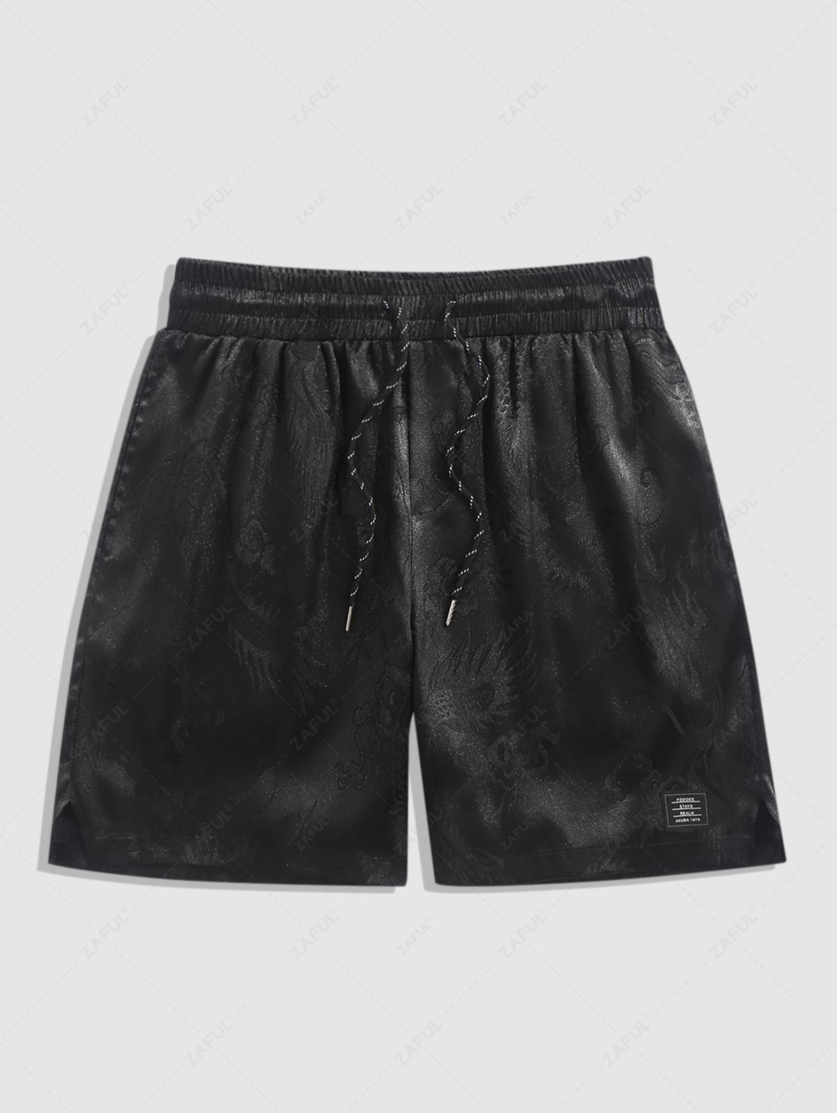 Drawstring Dragon Jacquard Satin Shorts Kosyway