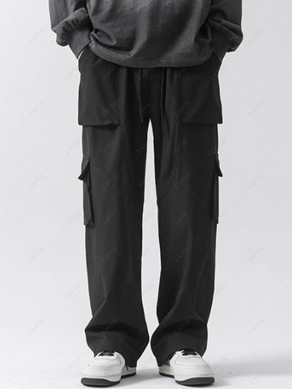 Drawstring Solid Color Casual Streetwear Cargo Pants