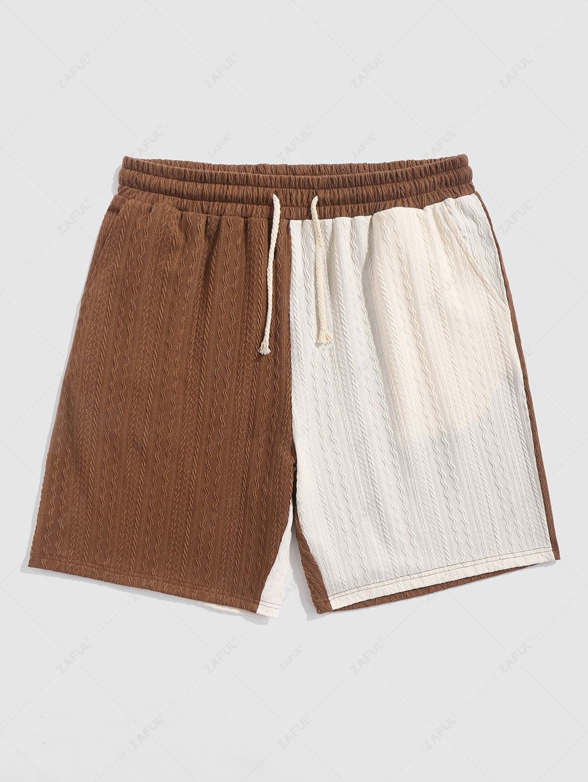 Two Tone Textured Casual Shorts