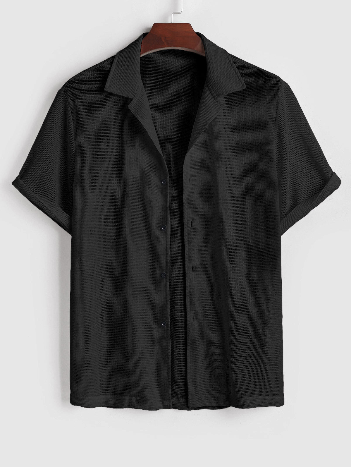 Mens See-through Hollow Out Beach Shirt