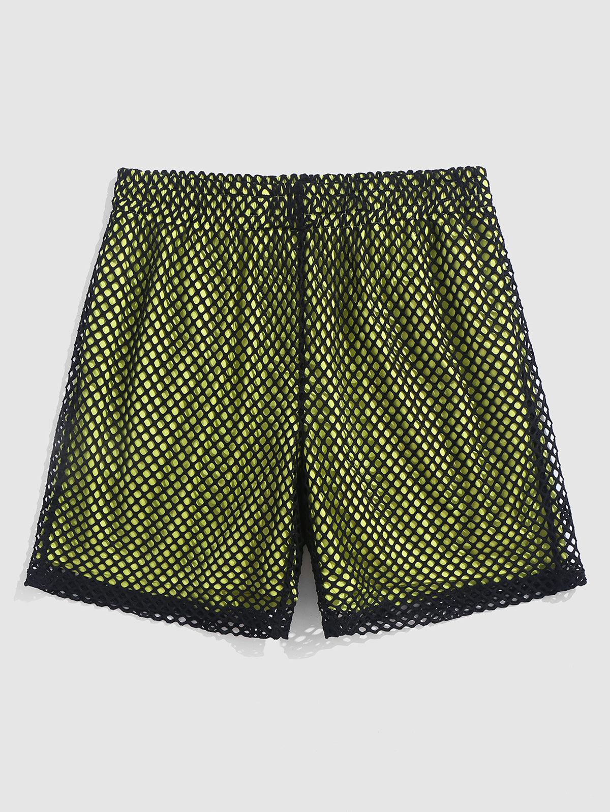 Mens Hollow Out Mesh Double-layered Beach Shorts