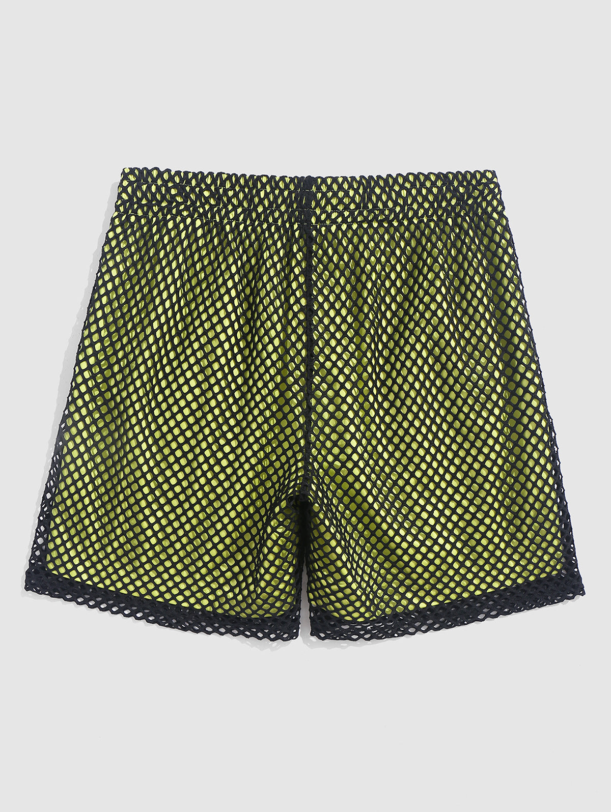 Mens Hollow Out Mesh Double-layered Beach Shorts