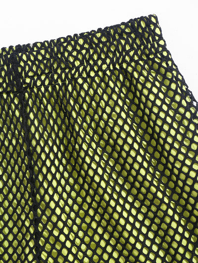 Mens Hollow Out Mesh Double-layered Beach Shorts Kosyway