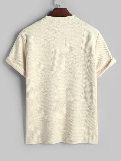 Mens Geometric Textured Casual T-shirt