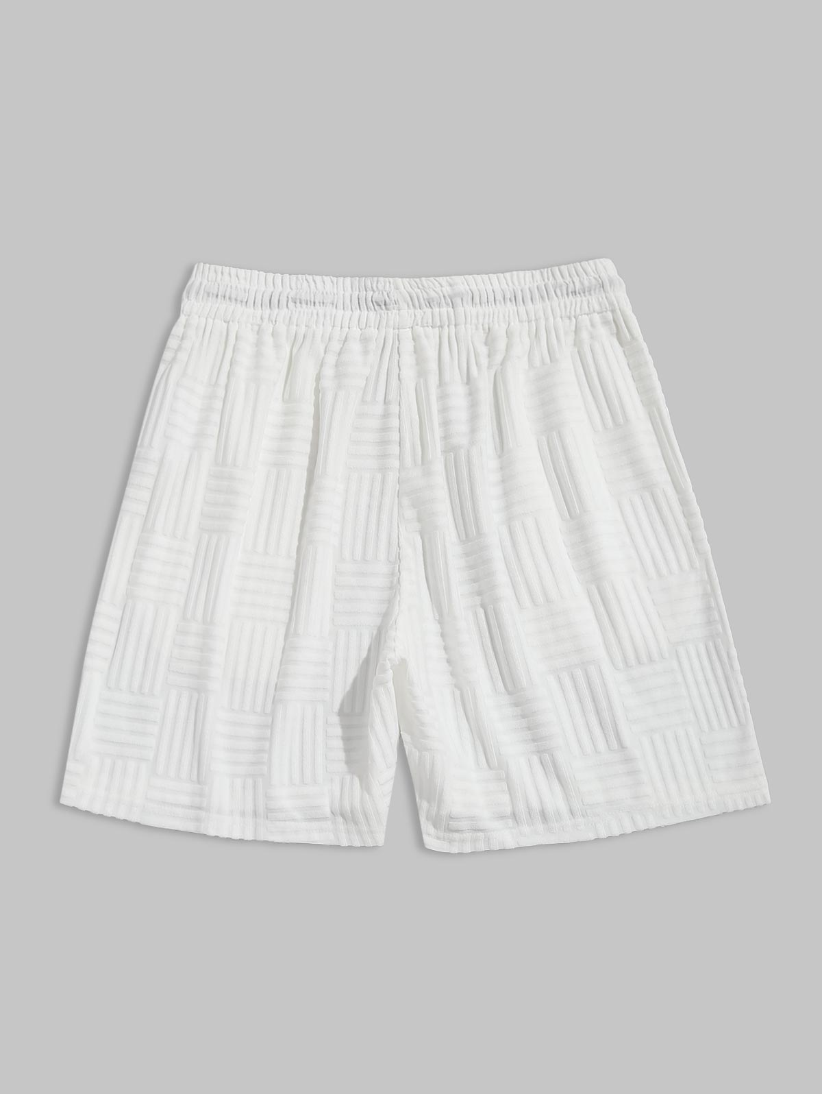 Mens Jacquard Terry Cloth Drawstring Sweat Shorts