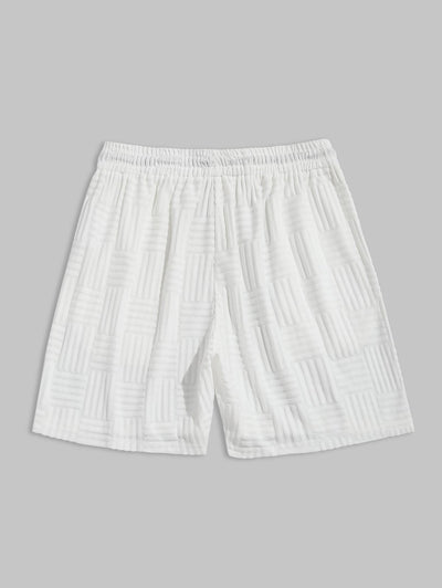 Mens Jacquard Terry Cloth Drawstring Sweat Shorts