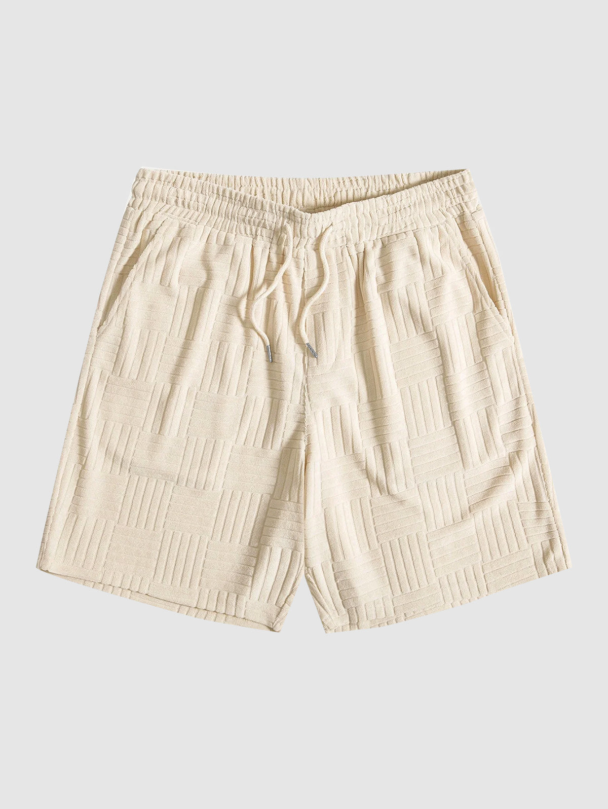 Mens Jacquard Terry Cloth Drawstring Sweat Shorts