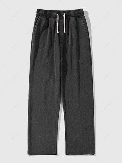 Solid Color Drawstring Basic Casual Pants