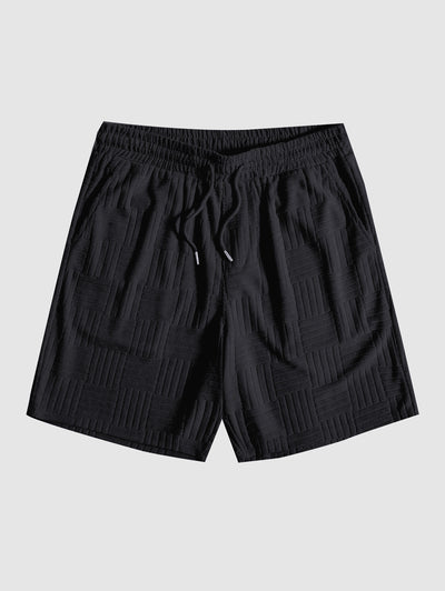 Mens Jacquard Terry Cloth Drawstring Sweat Shorts