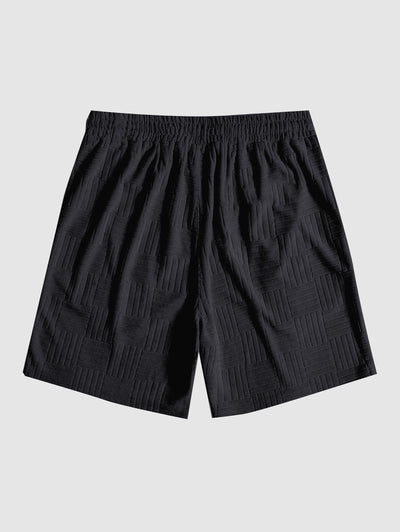 Mens Jacquard Terry Cloth Drawstring Sweat Shorts