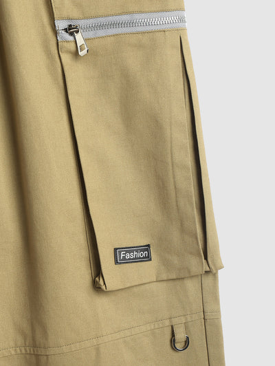 Mens Zip Pocket Wide Leg Drawstring Cargo Pants