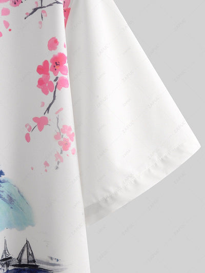 Landscape Painting Oriental Short Sleeves Shirt