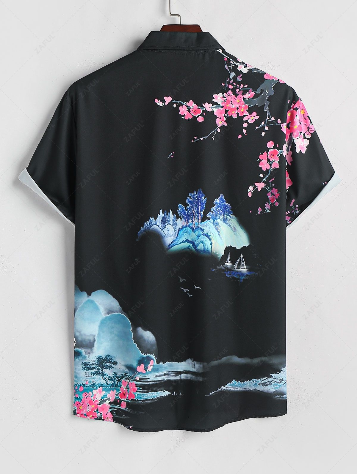 Landscape Painting Oriental Short Sleeves Shirt Kosyway