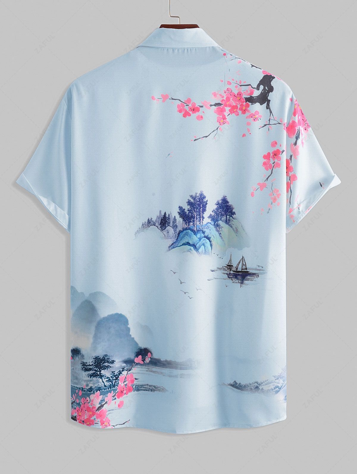 Landscape Painting Oriental Short Sleeves Shirt Kosyway