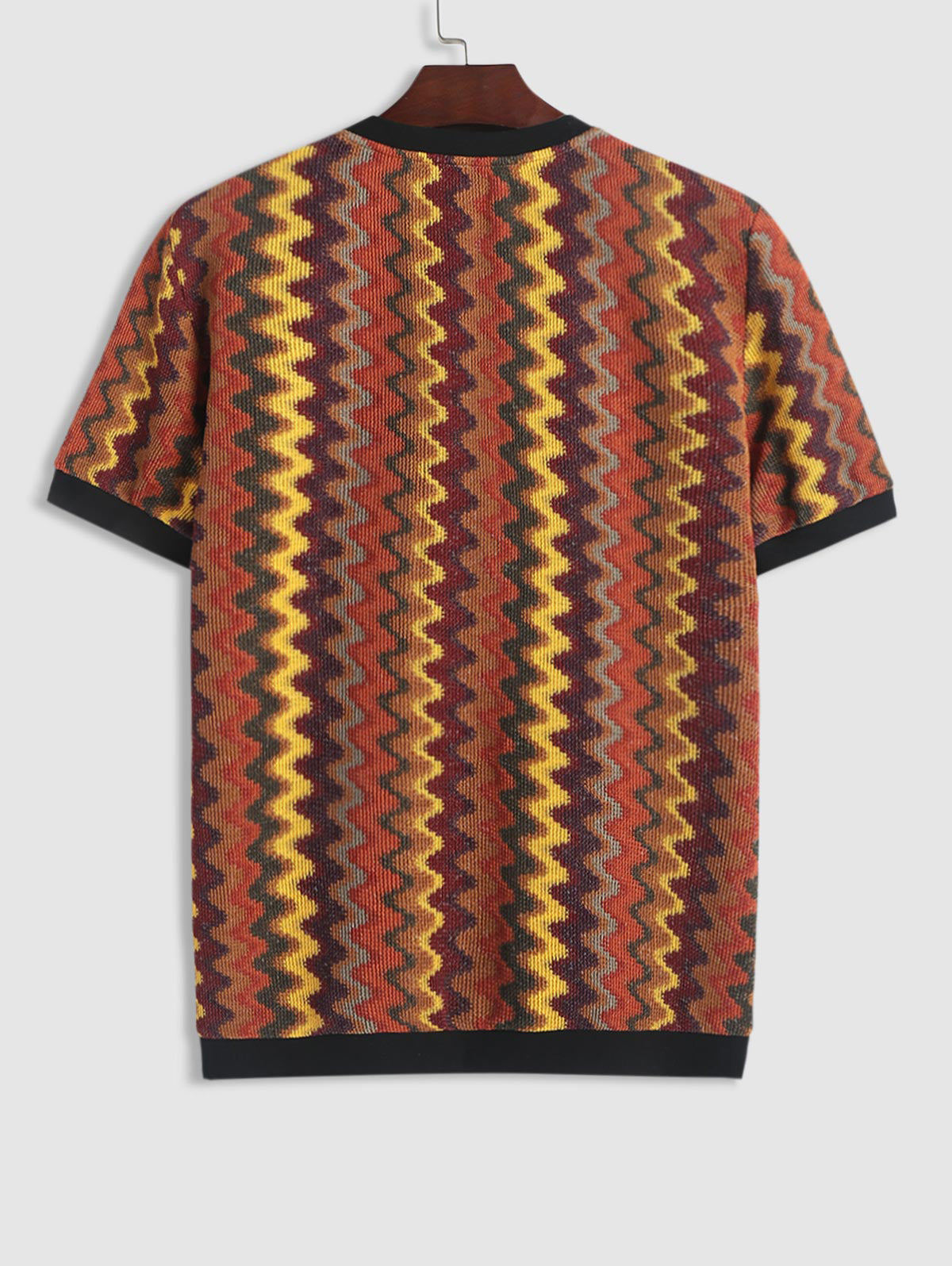 Mens Colorful Zig Zag Knit Ringer T-shirt