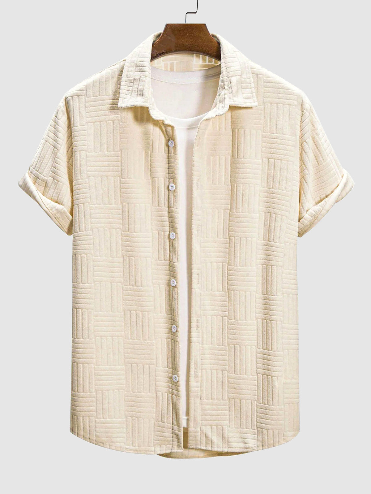 Mens terry cloth striped jacquard shirt