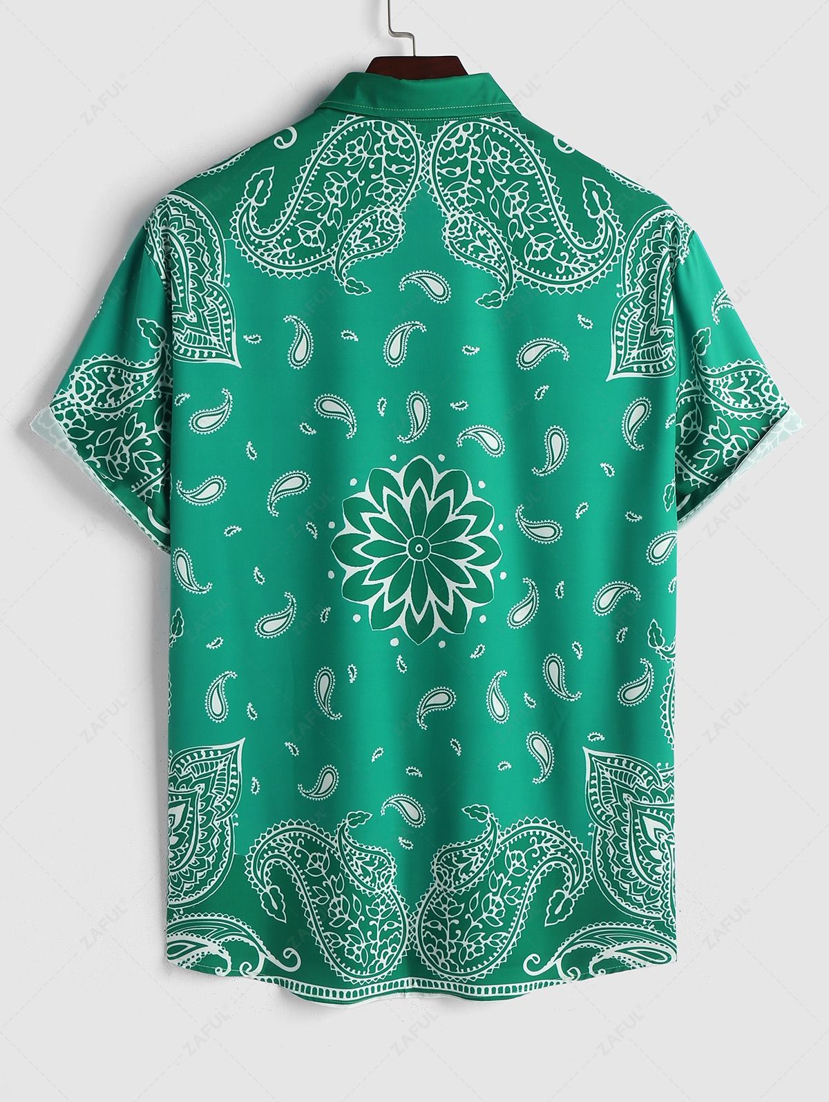 Paisley Pattern Button Front Short Sleeves Shirt