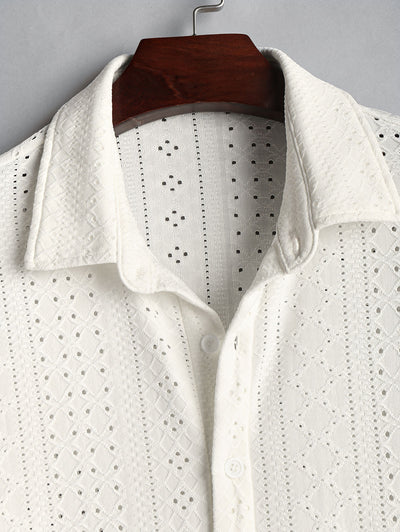 Men's See-through Openwork Vacation Shirt