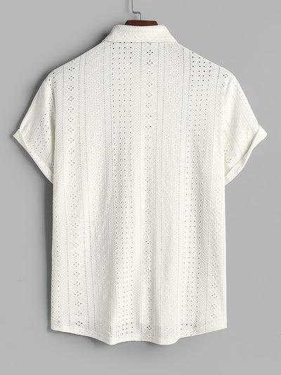 Men's See-through Openwork Vacation Shirt