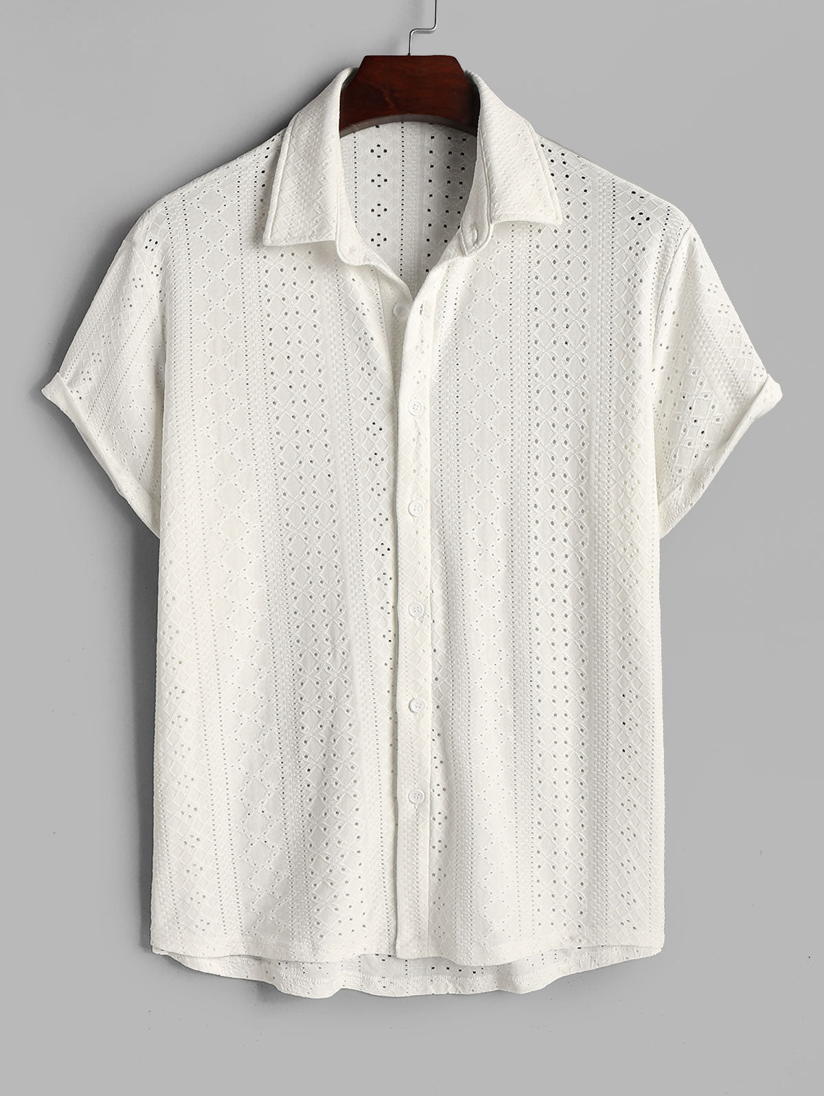 Men's See-through Openwork Vacation Shirt