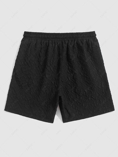 Men's Solid Color Bubbled Jacquard Textured Casual Drawstring Shorts Kosyway