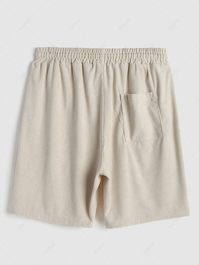 Solid Color Drawstring Corduroy Shorts