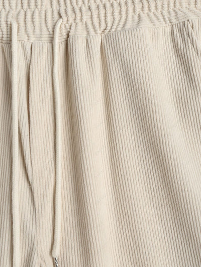 Solid Color Drawstring Corduroy Shorts