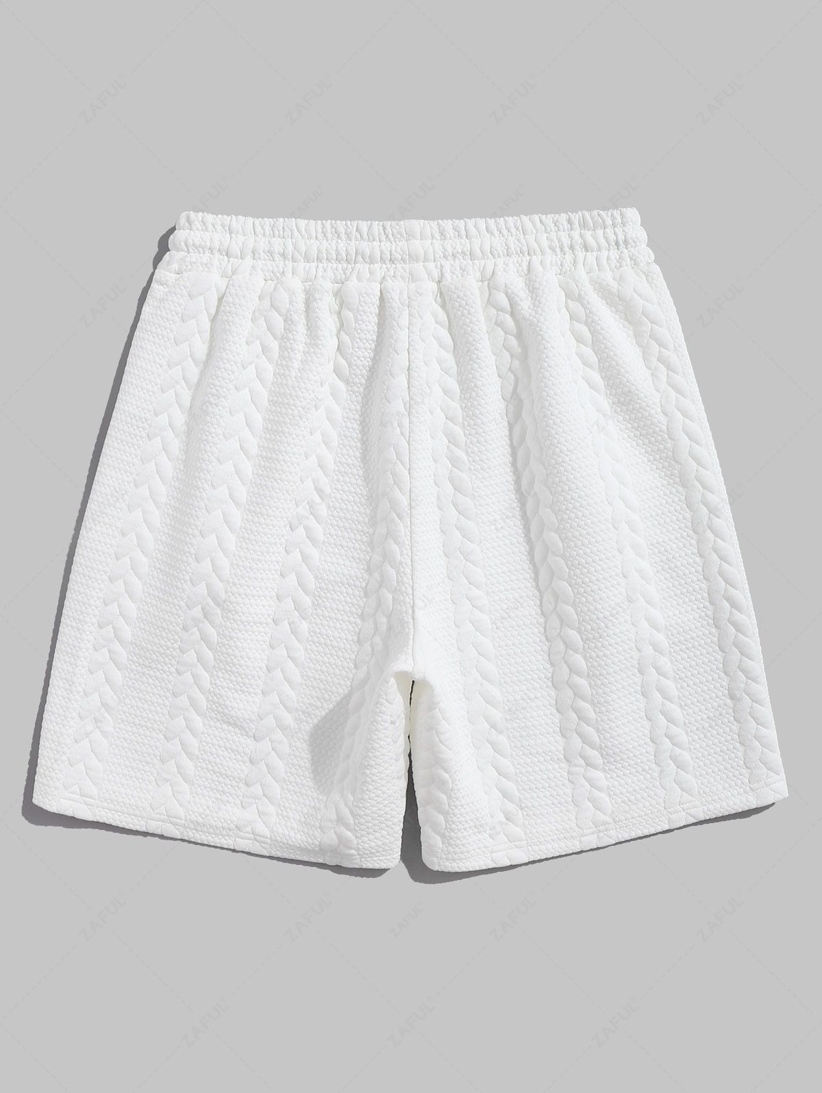 Bubble Twist Striped Jacquard Textured Drawstring Sports Casual Shorts