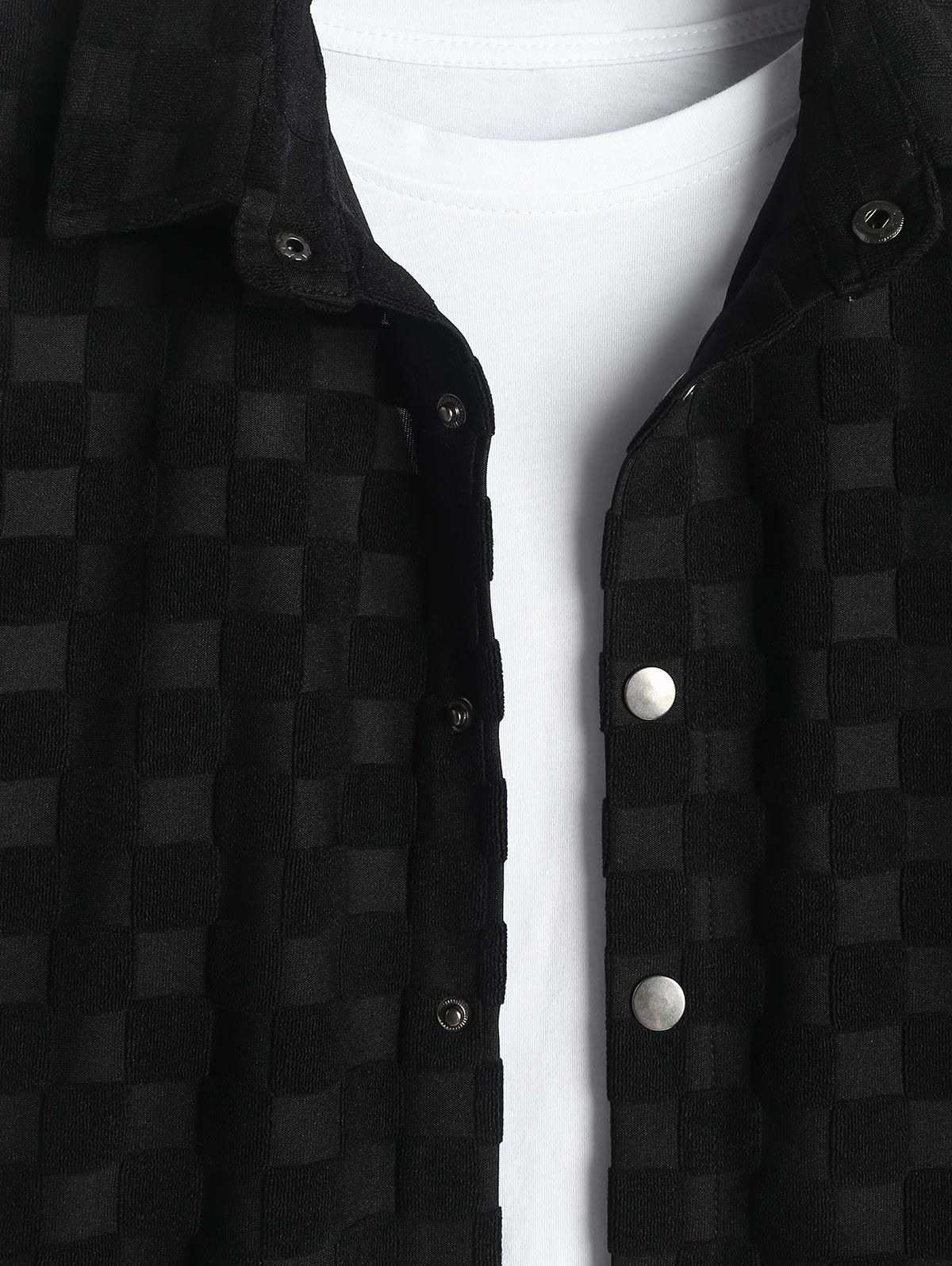 Mens Terry Cloth Checker Jacquard Shirt