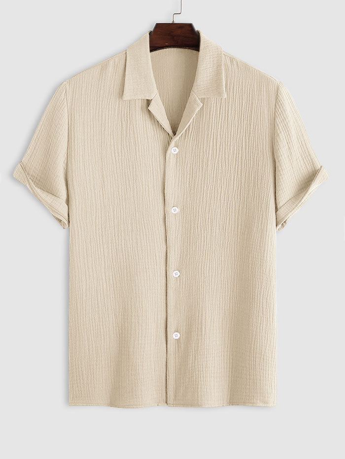 Mens Cotton and Linen Textured Wrinkle Shirt