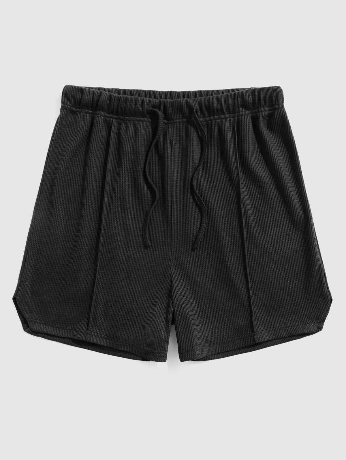 Mens Textured Side Slit Drawstring Shorts