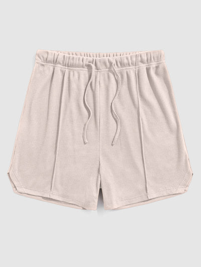 Mens Textured Side Slit Drawstring Shorts