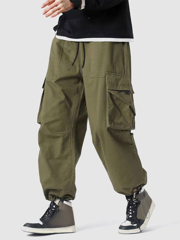 Men's Multi-pockets Ankle Banded Drawstring Cargo Pants