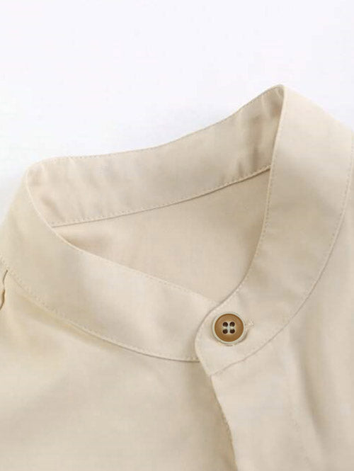 Men's Casual Plain Color Stand Collar Sets