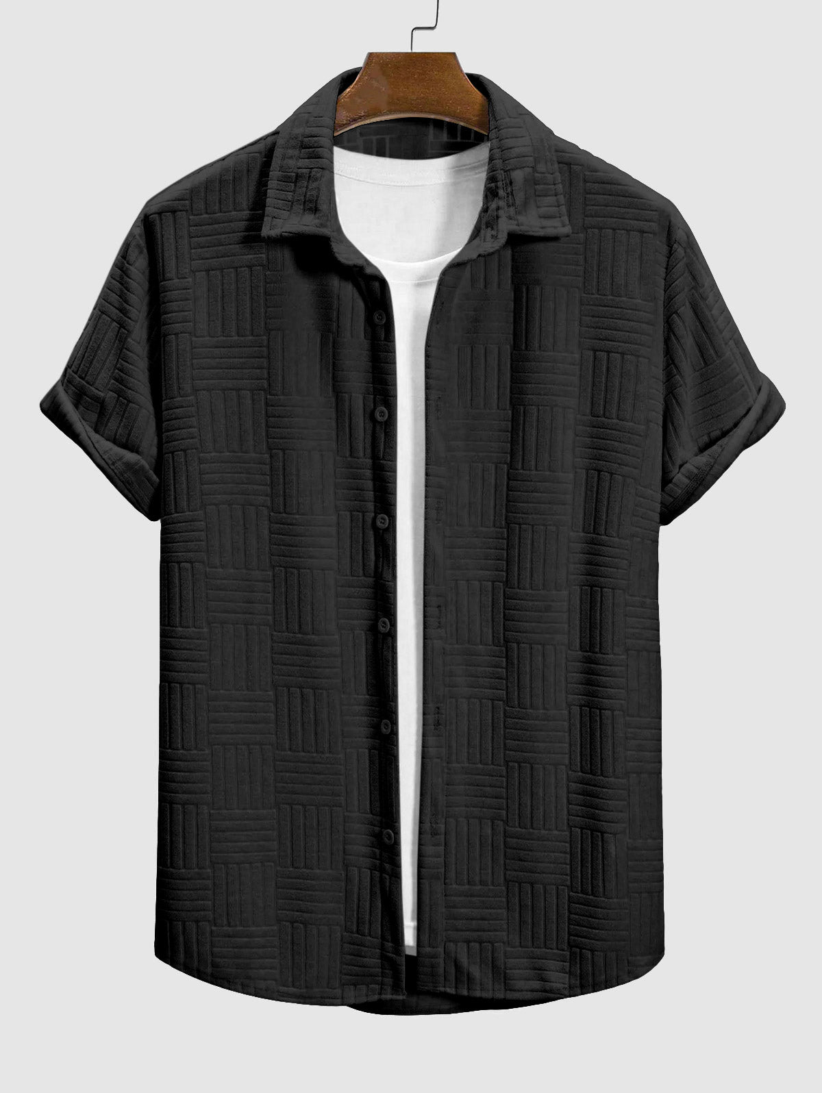 Mens terry cloth striped jacquard shirt