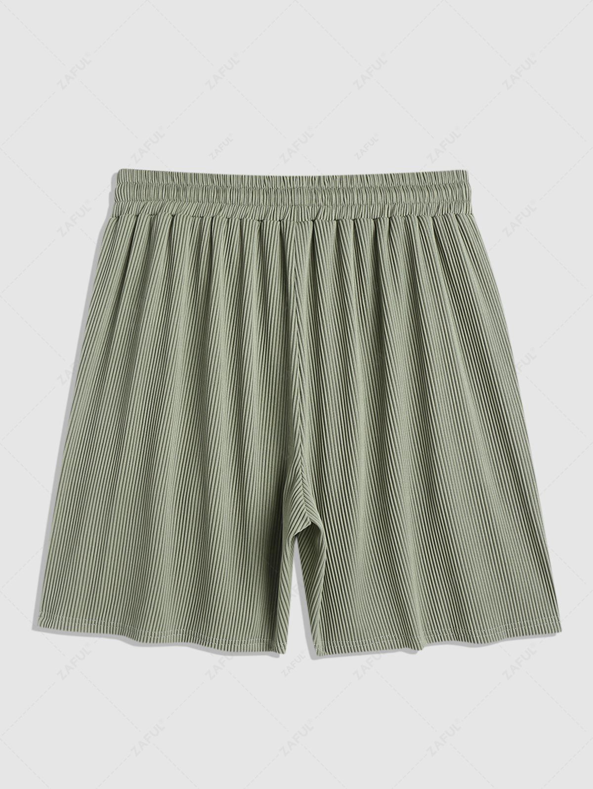 Men's Basic Casual Solid Color Ribbed Textured Drawstring Shorts