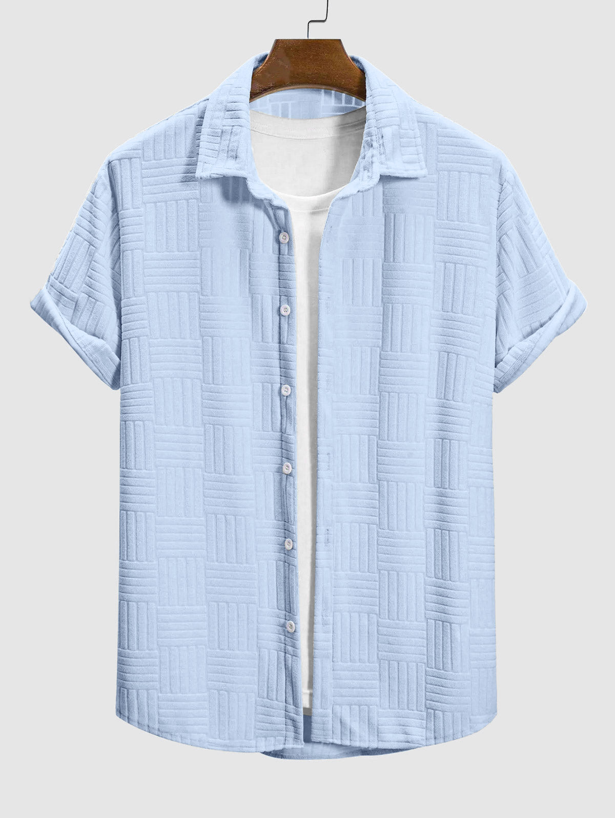 Mens terry cloth striped jacquard shirt