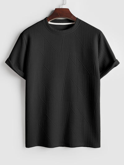 Mens Geometric Textured Casual T-shirt