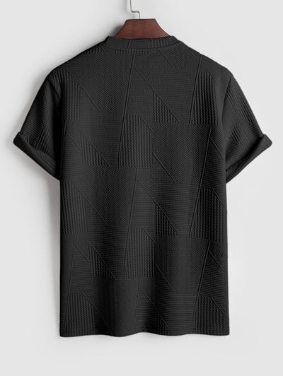 Mens Geometric Textured Casual T-shirt