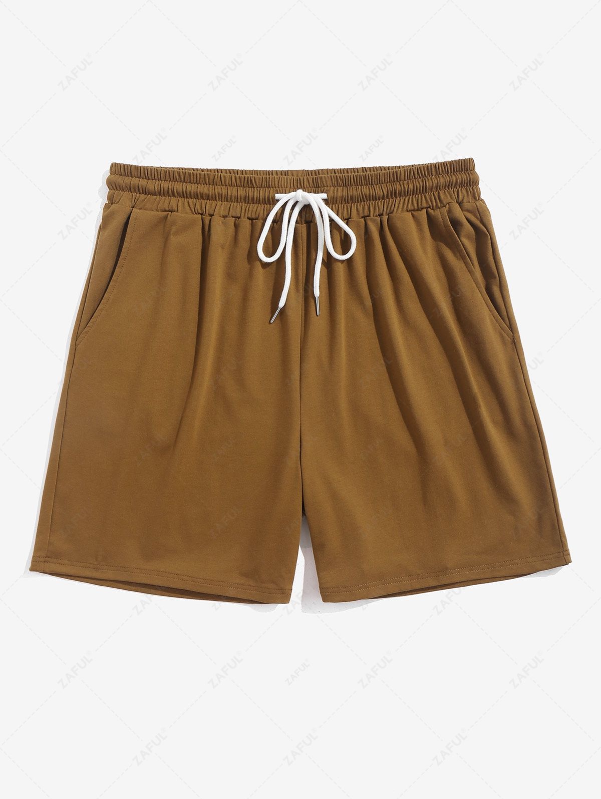 Men's Casual Athleisure Drawstring Pockets Solid Color Pull On Bermuda Shorts