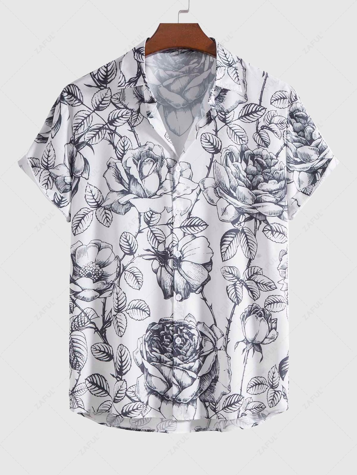 Men's Summer Vacation Beach Floral Print Button Up Short Sleeves Hawaii Shirt