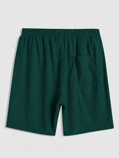 Solid Color Drawstring Corduroy Shorts