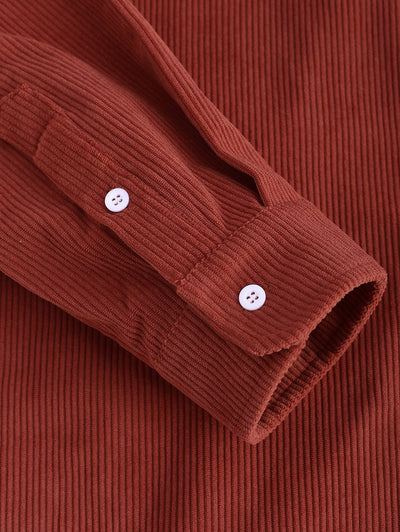 Men's Vintage Half Button Corduroy Shirt