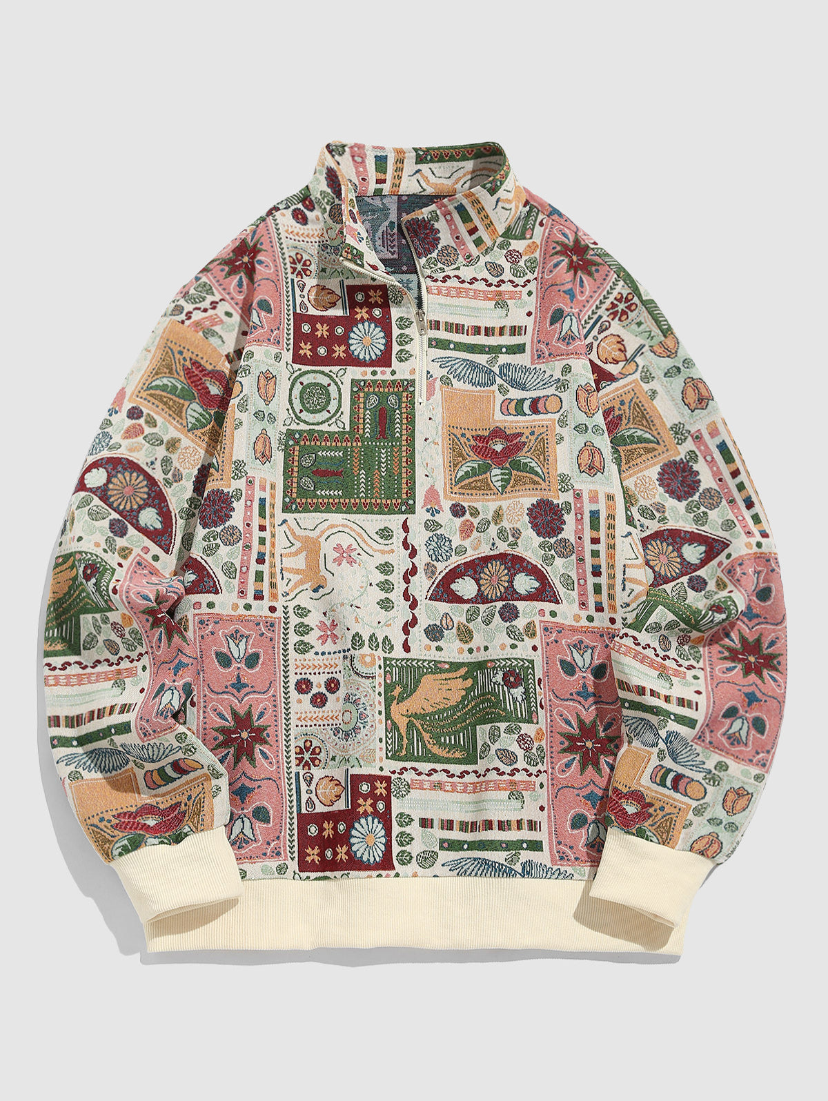 Men's Retro Floral Patchwork Jacquard Jacket